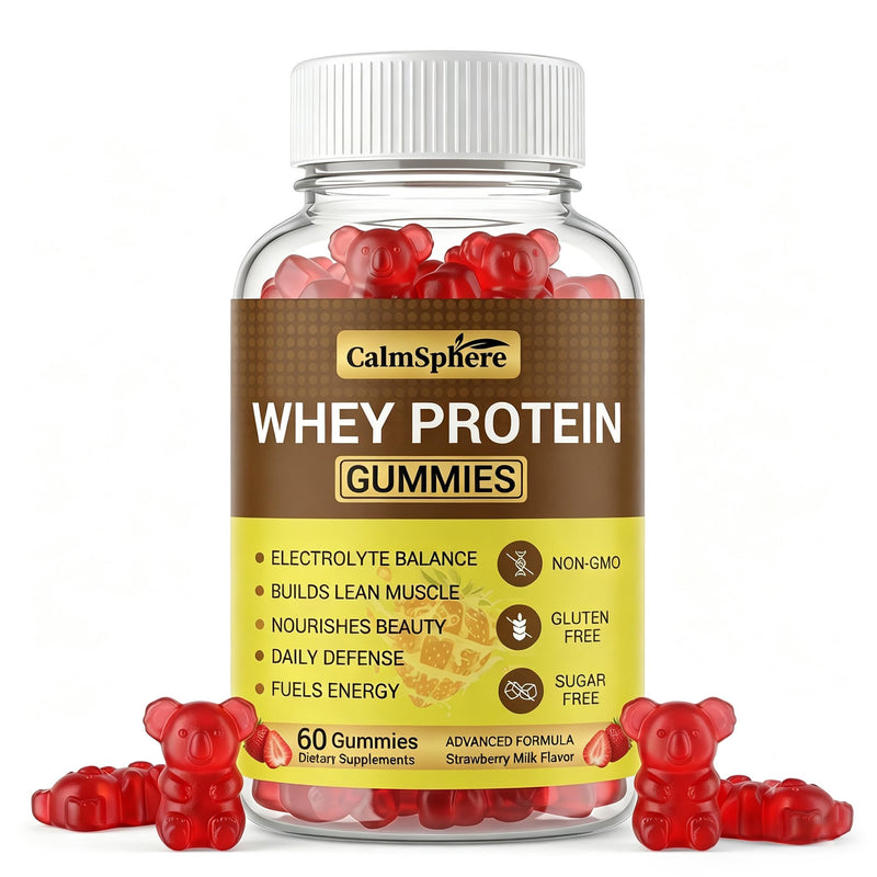 Whey Protein Gummies for Women & Men - 10g Sugar Free High Protein Gummies - Clean Hydrolyzed Whey Protein Isolate Supplement for Muscle Recovery - Strawberry Milk, 60 Ct