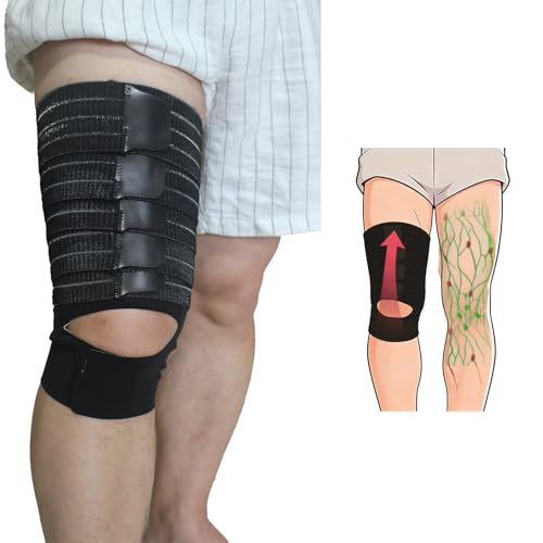 1PC Thigh Compression Wrap + Compression Knee Kit | Relieves Swelling, Edema, Lipedema | Breathable | Anti-Slip | All-Day Comfort, Black(L) Large