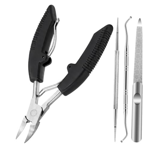 Ingrown Toenail Clippers for Thick Nails, 4-in-1 Professional Podiatrist Toe Nail Clippers Set for Seniors, Heavy Duty Nail Clippers with Ingrown Toenail Lifter & Nail File 4PCS Toenail Clippers Set