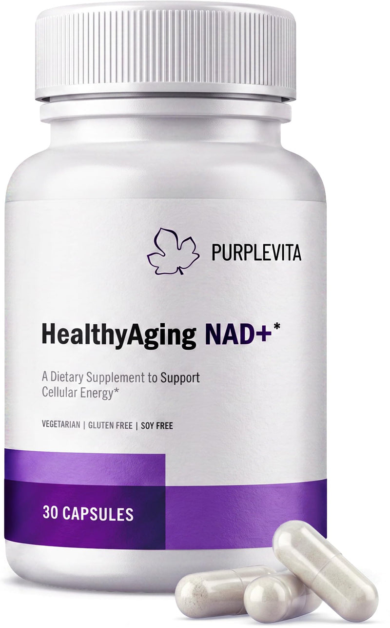 NAD + Plus Supplement Healthy Aging with RiaGev®-WS™, Vitamin C & Niacin, Cellular Energy, Metabolism and Stress Support*, Vegetarian, Gluten-Free & Soy-Free 1 Capsule Daily