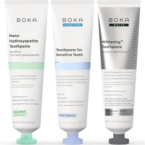 Boka Ela Mint, Whitening & Sensitive - Fluoride Free, Nano Hydroxyapatite Toothpaste for Tooth Sensitivity & Protection