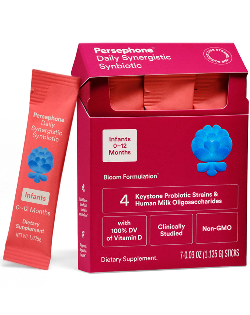 Persephone Infant Probiotic and Prebiotic Vitamin D Powder, 0–12M, 7 Pack | Daily Synbiotic, Supports Gut & Immune Development, Reduces Constipation & Discomfort, Flavorless, Clean Label Purity Award 0.03 Ounce (Pack of 7)