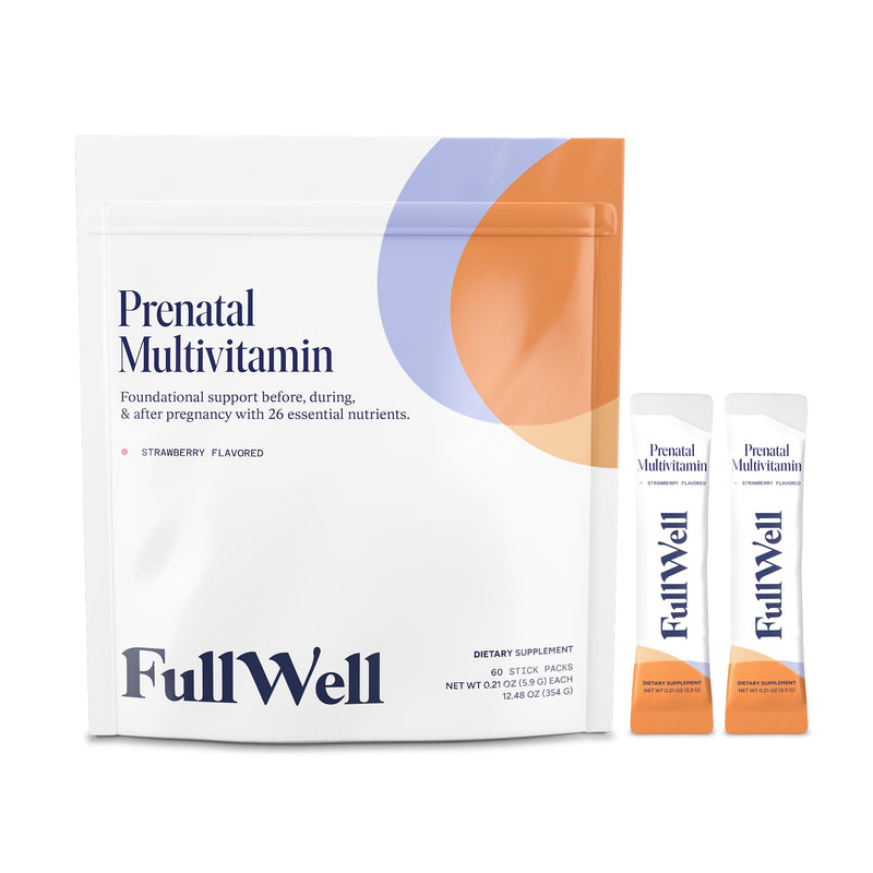 FullWell Prenatal Multivitamin Strawberry Stick Packs, 60 Ct (30 Servings) 60 Count (Pack of 1)