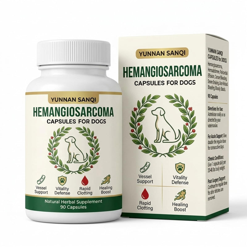 Yunnan Sanqi Capsules for Dogs - Herbal Circulation, Blood Flow & Vitality Support, Helps Manage Hemangiosarcoma-Related & Minor Bleeding -90 Capsules