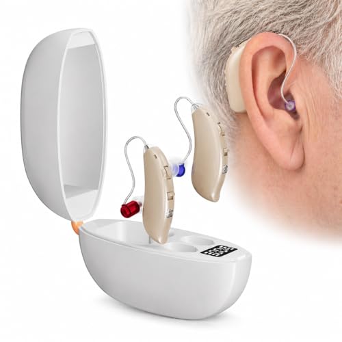 OTC Hearing Aids for Seniors: Hearing Amplifier with Smart Noise Cancelling Anti-Howling & Clear Sound, USB Rechargeable, Long-Lasting & Discreet Design for People Hearing Loss