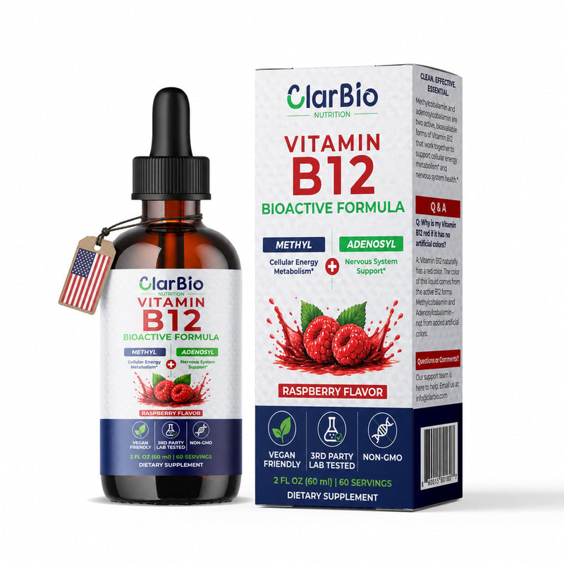 Vitamin B12 1000 mcg Sublingual Liquid Drops | Methylcobalamin & Adenosylcobalamin | B12 Complex | Vegan Liquid B12 Supplement