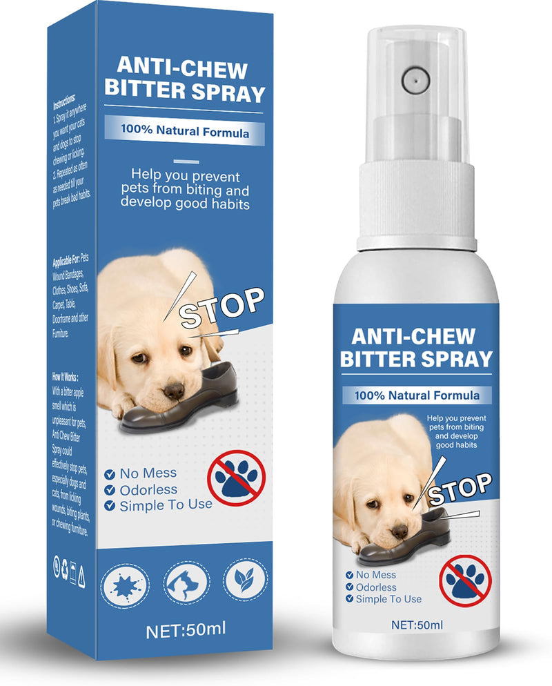 Bitter Apple Spray for Dogs -No Chew Spray for Dogs & Cats, pet Corrector to Stop Dogs from Chewing Furniture and Carpet,Indoor&Outdoor Use (50ml) 1.76 Fl Oz (Pack of 1)