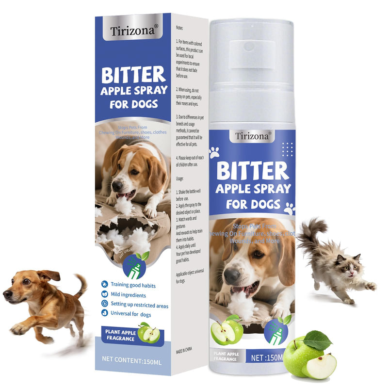 Dog Anti Chew Spray, Bitter Apple Spray for Dogs to Stop Chewing Furniture, Shoes & Cords, No Chew Training Spray for Puppies and Dogs, Safe No-Stain Formula