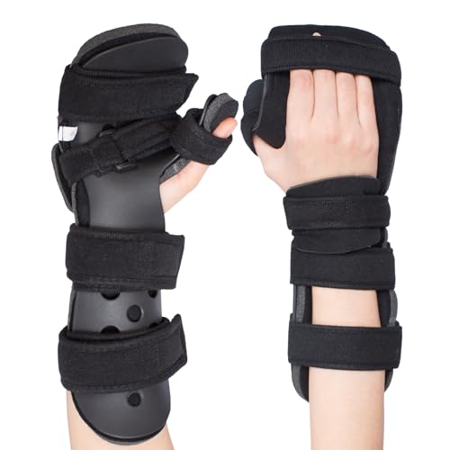 Stroke Resting Hand Splint with Finger Support - Night Immobilizer & Wrist Brace for Flexion Contractures, Carpal Tunnel, Arthritis, Stroke Recovery Pain Relief (Medium, Left Hand) Medium