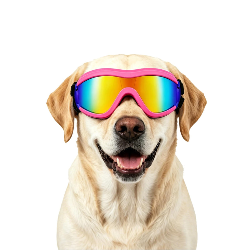 Dog Goggles for Large Breed Pet Sunglasses Eye Protection Anti-UV Doggy Driving Goggles Dog Shades for Bright Light/Wind/Debris, Pink Large (Pink)