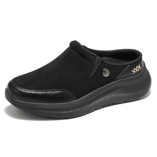 ZURIN Orthopedic Mules Shoes for Women, Mule Sneakers with Arch Support 10 Black