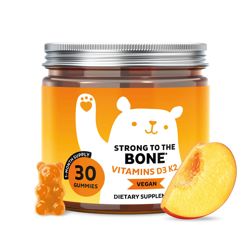 Bears with Benefits Vitamin D3 + K2 Gummies for Bone Support | Made with 40 mcg Vitamin K2 as MK-7 to complement Vitamin D3 in one delicious vegan peach gummy. 1 Count (Pack of 30)