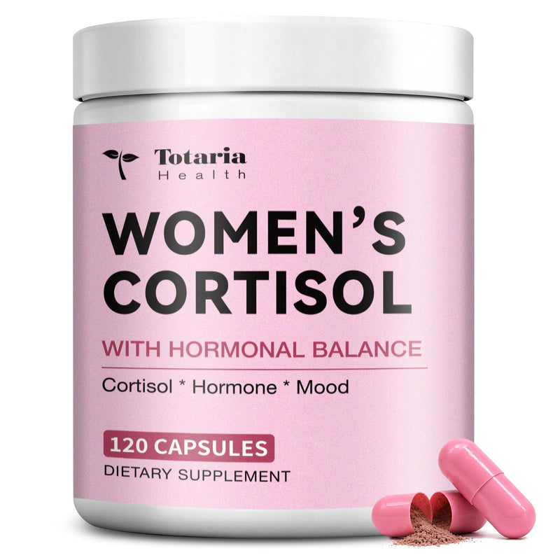 Totaria Women's Cortisol with Hormonal Balance | Stress Relief - Ashwagandha, L-Theanine, Magnesium, Myo-Inositol, Mood, Focus & Sleep Support, PMS* 120 Ct.