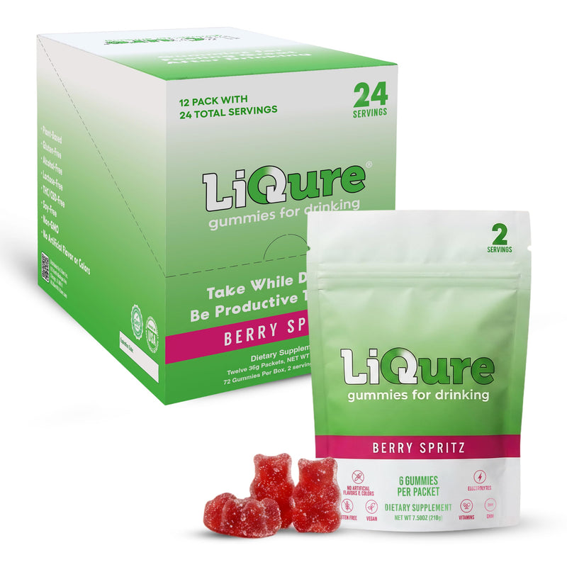 Liver Support Gummies, Feel Better After A Night Out, DHM, Milk Thistle, B Vitamins, Electrolytes, Plant-Based Pack of 12 (24 Servings) - Post-Celebration Wellness