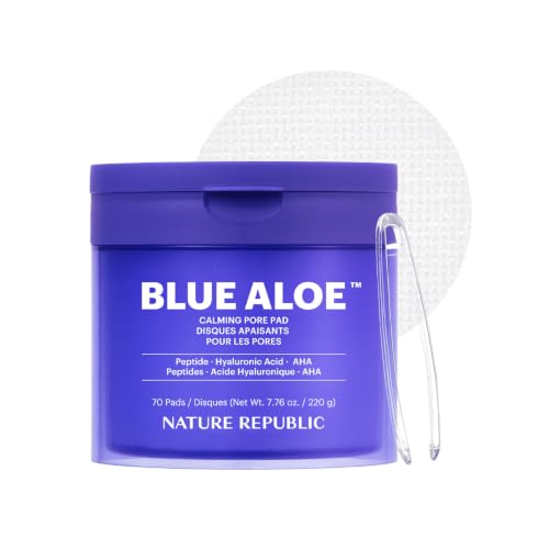 Nature Republic Blue Aloe Calming Pore Toner Pads, 70 Pads 1 Count (Pack of 1)