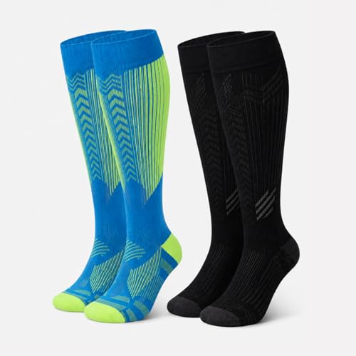 Compression Socks for Women & Men, 20-30 mmHg Knee High Cotton Support Socks, Cute Nurse Socks for Pregnancy, Travel, Running 2-pack combination 6 Small-Medium