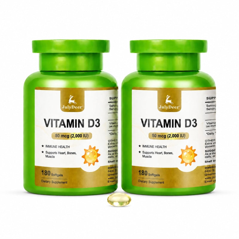 Vitamin D3 2000 IU (50 mcg) With Olive Oil, 180 Softgels, Pack of 2 | Supports Bone & Immune Health and Calcium Absorption | 360-Day Supply | Non-GMO, Gluten-Free & Soy-Free | 1 Daily 180 Count (Pack of 2)