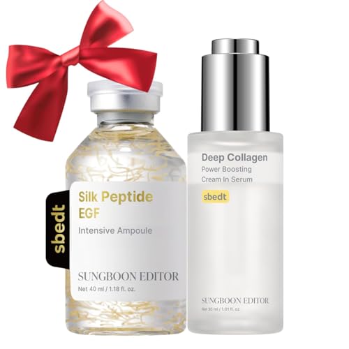SUNGBOON EDITOR Ultimate Firming Bundle Set for Elasticity Support & Smooth-Looking Skin, EGF Silk Peptide Ampoule & Collagen Serum, Korean Skincare Gift Set