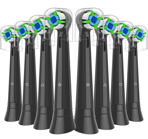 Qitizu Replacement Heads Compatible with Oral B iO Electric Toothbrush, Replacement Toothbrush Heads Fit for Oral-B iO 2/3/4/5/6/7/8/9/10 Series Toothbrush, 8 Packs (Black) Black 8 Count (Pack of 1)