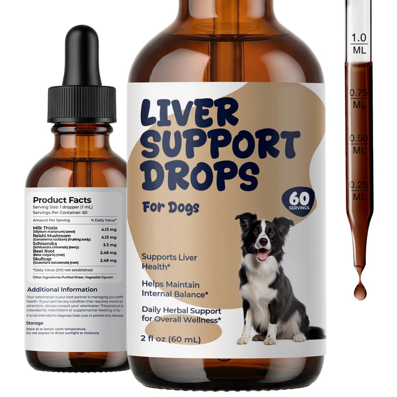Milk Thistle Liver Support for Dogs, Liquid Liver Supplement Drops, Supports Normal Liver Function & Metabolic Balance, Easy to Mix for Picky Eaters, 2 fl oz