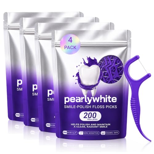 Pearly White V34 Dental Floss Picks, 200 Count, Pack of 4 4-Pack
