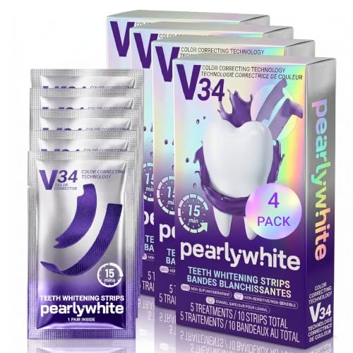 V34 Purple Teeth Whitening Strips, 20 Treatments, 40 Count 10 Count (Pack of 4)