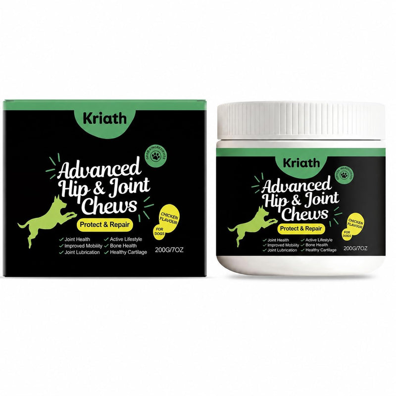 Advanced Hip & Joint Chews for Dogs, Dog Joint Supplement with Glucosamine Chondroitin MSM & Collagen, Mobility Support, Healthy Cartilage and Joint Function, Chicken Flavor Soft Chews, 200g