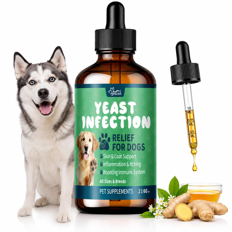 Yeast Infection Treatment for Dogs,Dog Ear Infection Treatment,Itchy Ear,Skin,Paws&Relief-Reduces Inflammation&Relieves Irritation,Dog Supplement Drops with Multivitamins Probiotics,60ml(1 Pack) Pack of 1