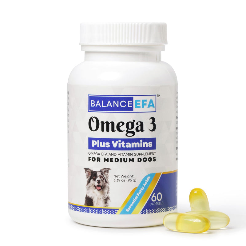 BalanceEFA Omega 3 Fish Oil for Dogs, Skin & Coat, Medium Breed 60 Ct | Fish Oil Capsules with EPA & DHA, Vitamins A, D3 & E, Supports Healthy Skin, Coat & Joints, Vet Formulated Medium - 60 count