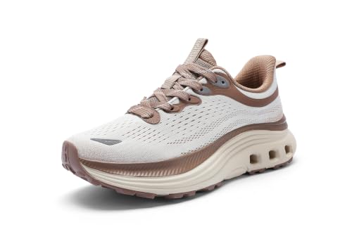 Women's Wide Toe Walking Shoes - Cushioned Orthopedic Sneakers Breathable Non Slip Athletic Tennis Shoe for Running Gym Workout Daily Wear 7.5 Wide Beige/Khaki