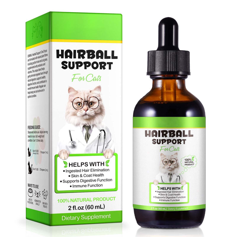 Hairball Remedy for Cats, Cat Hairball Treatment, Hair Ball Relief Digestive Aid, Promotes Healthy Digestion, Natural Passage of Hairballs, Furball Control Drops for All Ages & Breeds 60ml