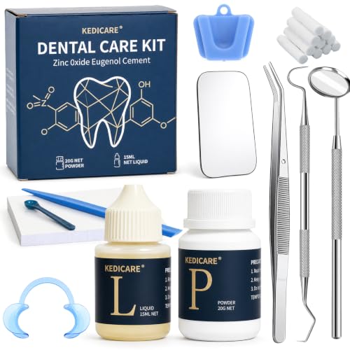 Zinc Oxide Eugenol Dental Cement Care Kit, Instant Tooth Filling Dental Glue Kit, High Strength Self-Curing, Home Oral Temporary Tooth Repair