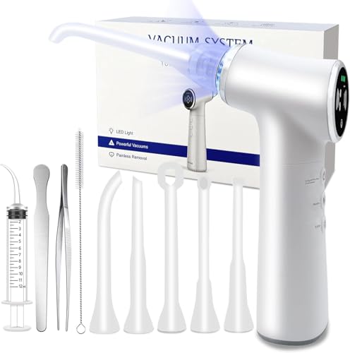 Upgraded Tonsil Stone Remover Tool, Upgraded Electric Tonsil Stone Removal Kit - with Built-in LED Light & 6-Level Suction for Bad Breath Prevention, Oral Suction Device for Stone Removal(off white) Ivory