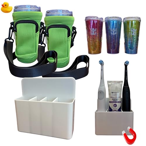 Royal Cruise Drink Package Sling (2-Pack, Green) & Cruise Magnetic Toothbrush Holder