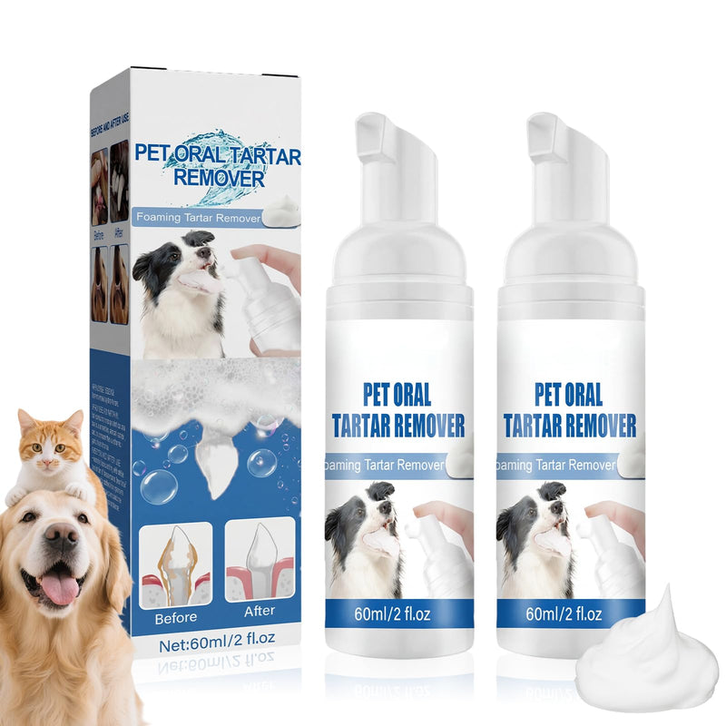 Wanban Pet Dental Tartar Remover Spray, Oral Spray for Dogs Teeth Cleaning, Pet Dental Foaming Care Sprays, Dog Breath Freshener, Reduce Tartar for Cats and Dogs (2pcs)
