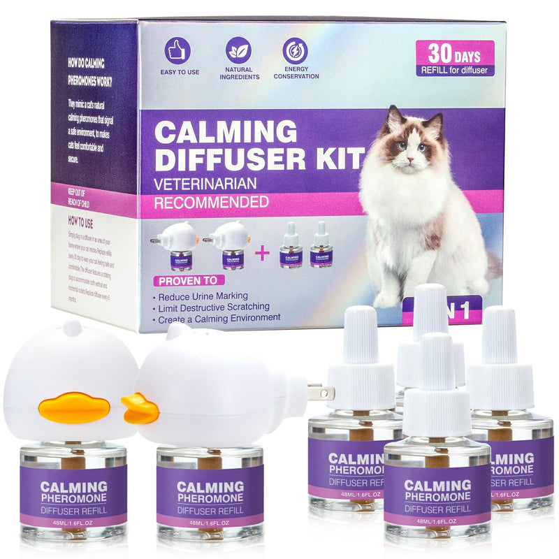 Tcllka Cat Calming Pheromone Diffuser Effectively Relieve Anxiety Stress Cat Calming Diffuser Comfort for Cats Refill Reduce Fighting Spraying and Scratching Calm Relaxing 48ml/Bottle Fits All Cats Purple