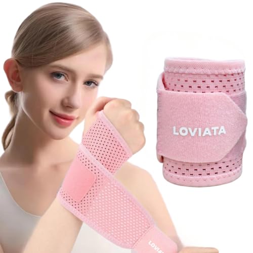 2 Pack Pink Wrist Support Brace, Adjustable Breathable Wrist Wrap
