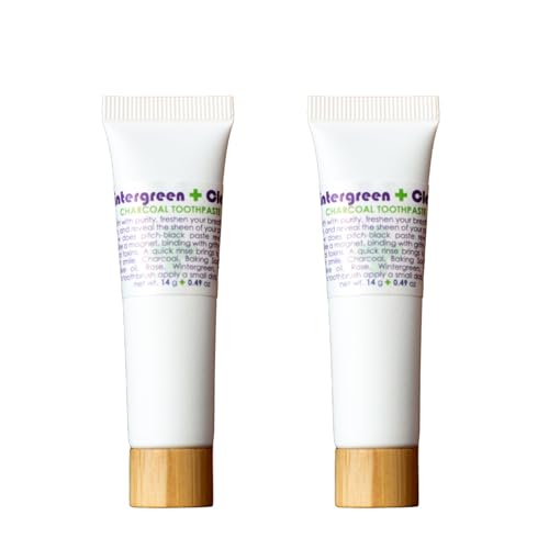 Living Libations - Organic Wintergreen Clean Activated Charcoal Toothpaste | Natural, Plant-Based, Clean Beauty (2 Pack; 0.34 oz | 10 mL Each) 0.34 Fl Oz (Pack of 2)