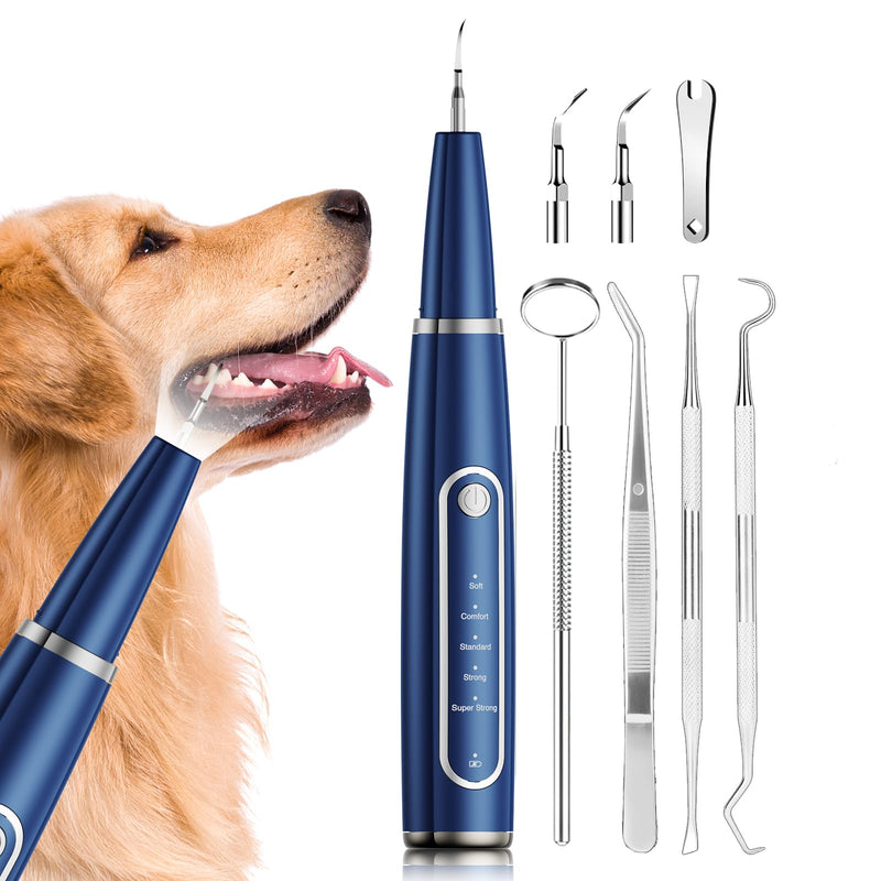 Ni-SHEN Dog Plaque Remover for Teeth,Pet Ultrasonic Tooth Cleaner,Teeth Cleaning Kit -Tartar Remover for Teeth Stains for Dogs and Cats (Blue) Blue