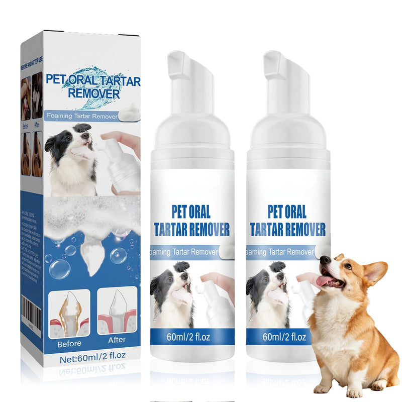 2PCS Pet Dental Tartar Remover,Pet Dental Foaming Care Spray,Oral Spray for Dogs Teeth Cleaning,Dog Breath Freshener,Reduce Tartar for Cats and Dogs
