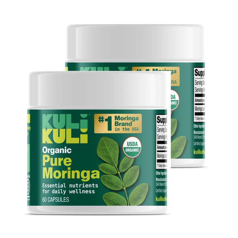Kuli Kuli Organic Moringa Leaf Powder Capsules, 120 Count Superfood | Premium nutrient-dense moringa supplement delivers natural energy, vitality, and wellness support for everyday health 60 Count (Pack of 2)