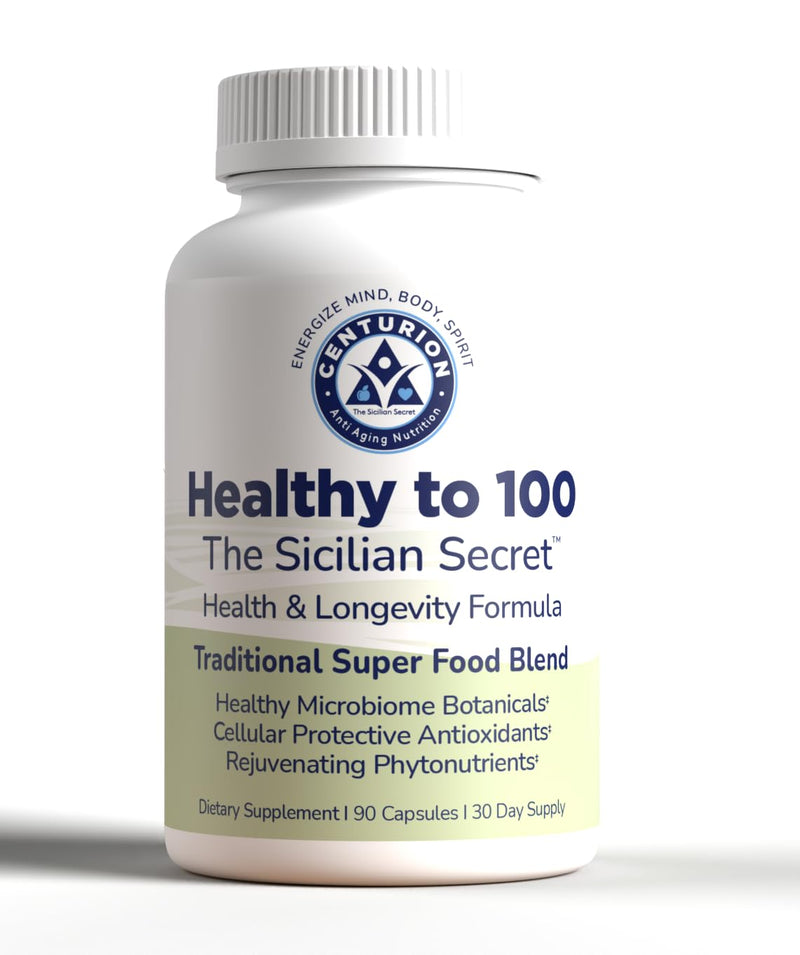 Centurion Healthy to 100 | Mediterranean Superfood & Antioxidant Blend | Bergamot, Resveratrol, Pomegranate, Olive Leaf & Lycopene | Daily Wellness & Healthy Aging Support | 90 Capsules
