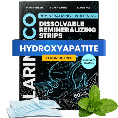 Larineco Dissolvable Whitening Strips - Dissolves Without Removal, Hydrogen Peroxide & Hydroxyapatite Remineralizing Support, Stay Put & Dissolve Cleanly, Smooth Mouthfeel, 60 Count, Mild Sweet, White