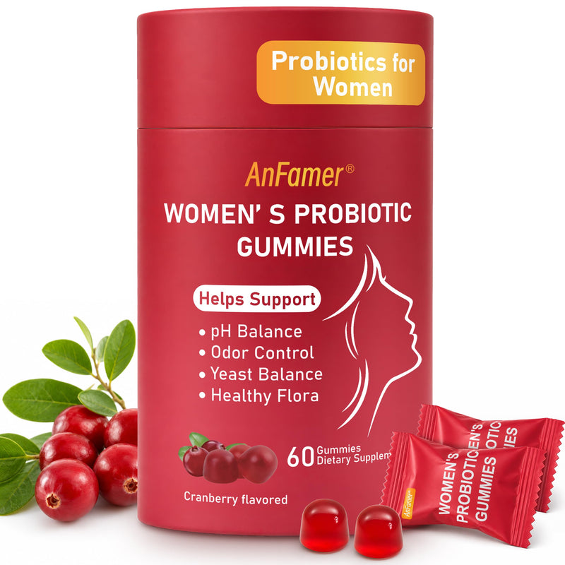 Vaginal Probiotic Gummies for Women, Women's Probiotic with Cranberry and Vitamin C, Supports Feminine pH Balance, Healthy Flora, Digestive & Vaginal Health, 60 Gummies