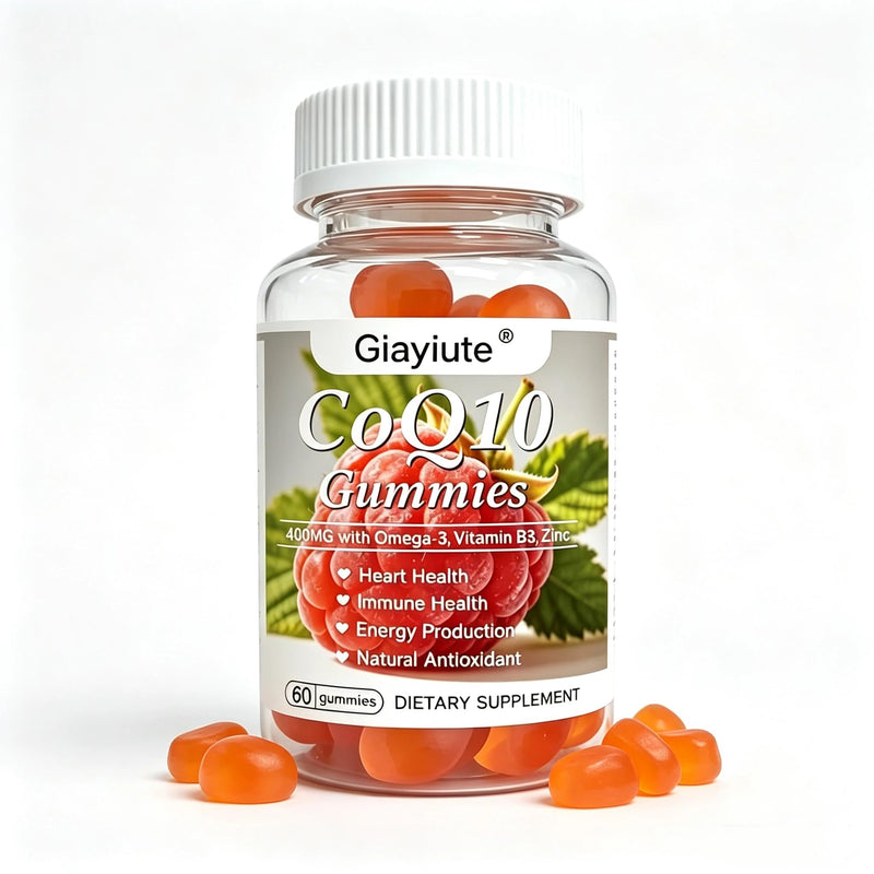 CoQ10 400mg Gummies with Omega-3 EPA DHA, Magnesium, Vitamin B3 & Zinc, Support Energy Production & Immune Function, Zero Added Sugar Vegan Chewable Coenzyme Q10 for Adults, 60 Count