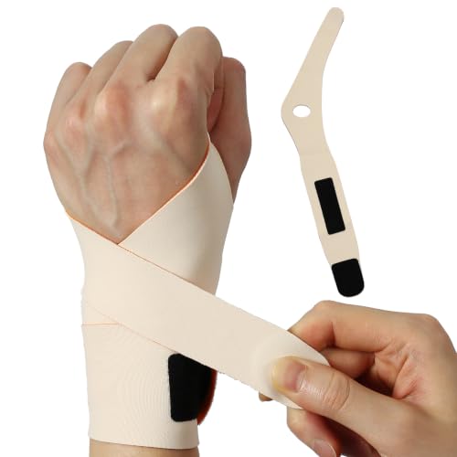 Ulnar Wrist Brace for Right & Left Hand, Ultra-Thin Elastic Wrist Wrap with Compression, Inconspicuous & Art-Inspired Design, Adjustable Support for Repetitive Wrist Use, Daily Wear for Typing, Work, Sports, Recovery, and Cheer Activities (Beige, Left)