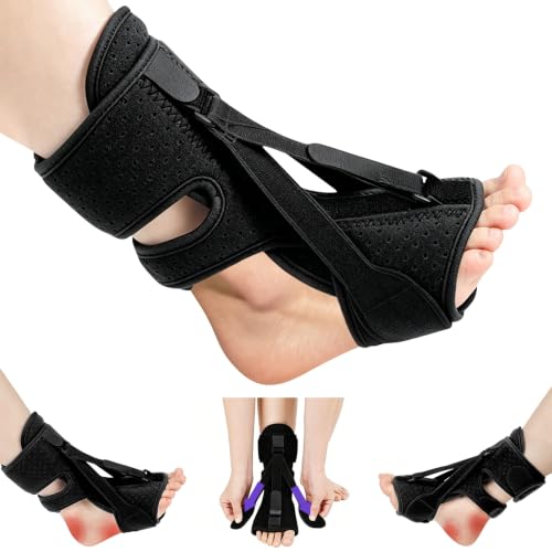 TPQKA Plantar Fasciitis Night Splint and Brace – Adjustable Foot Support for Plantar Fasciitis, Foot Drop, Achilles Tendonitis & Heel Spurs – Comfortable Sleep Brace for Women and Men, Black