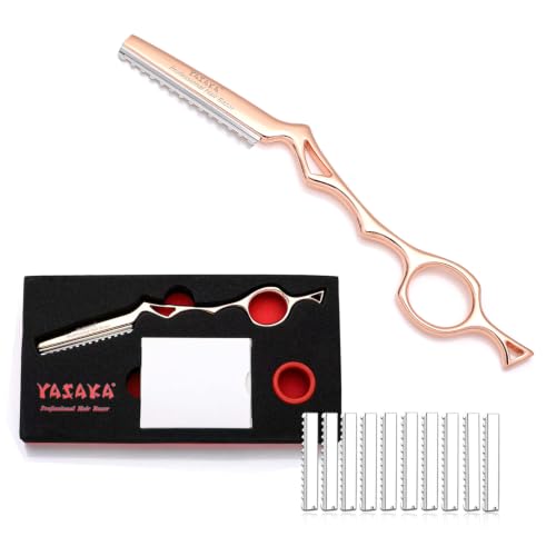 YASAKA Hair Razors For Cutting Hair with 10 Replacement Blades -Rose Gold rose gold
