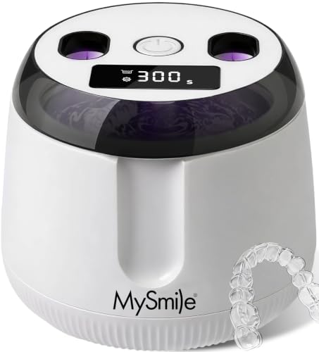 MySmile MS208 Ultrasonic Retainer Cleaner with UV Light & Digital Timer Small White