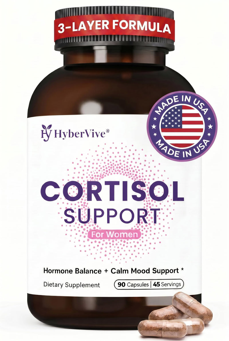 Cortisol Support for Women with Vitex, Ashwagandha & L-Theanine, 90 Caps | Hormone Balance, Calm Mood & Stress Support with Magnesium Glycinate, Saffron & Phosphatidylserine; Vegan, Made in USA